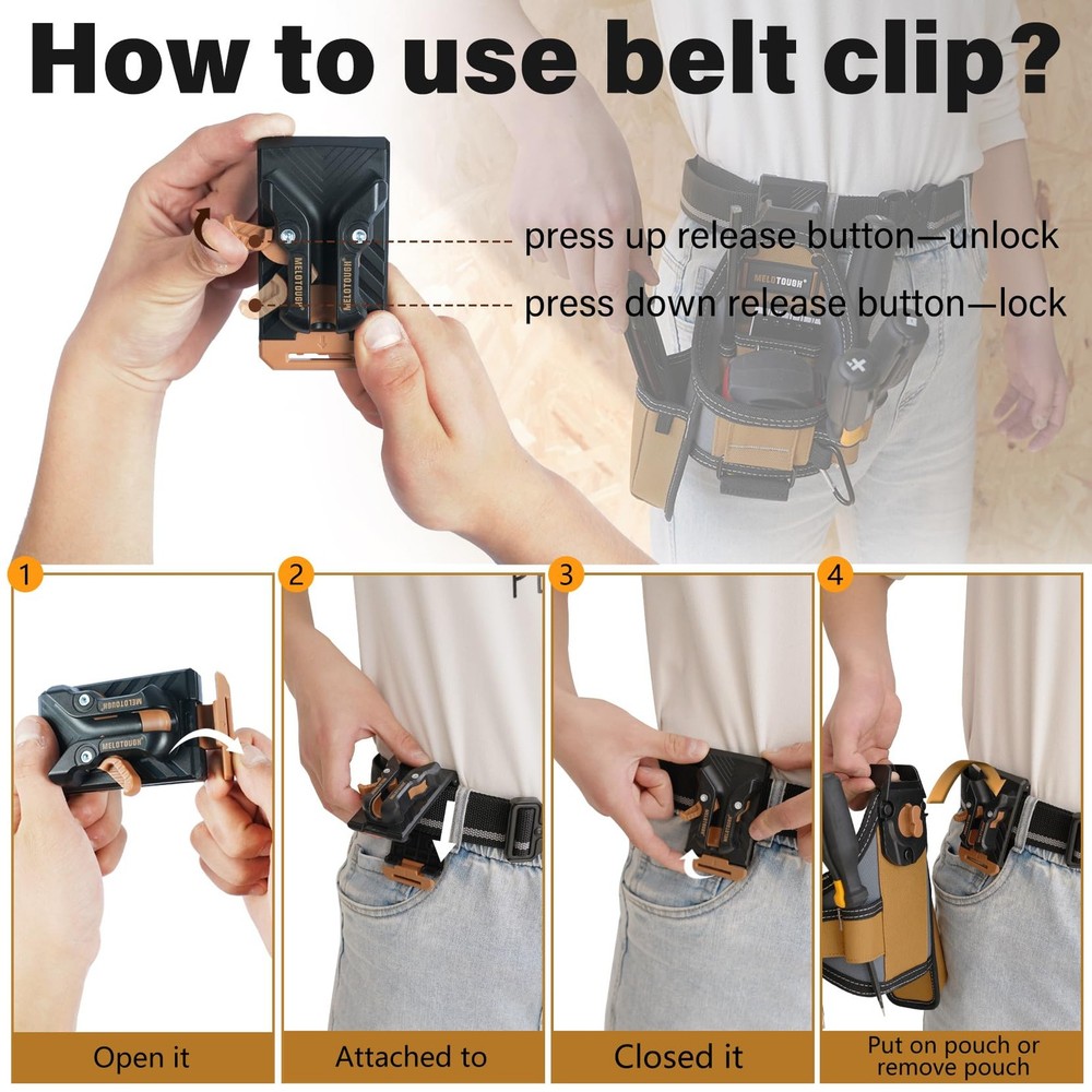 7Pocket Technician Pouch Small Tool Belt Clip Larger Pockets Loop Holder