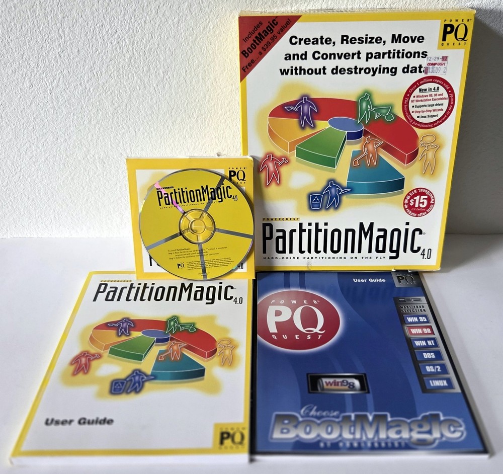 POWERQUEST Partition Magic 4.0, Hard-Drive Software CD w/ Key & Books Complete