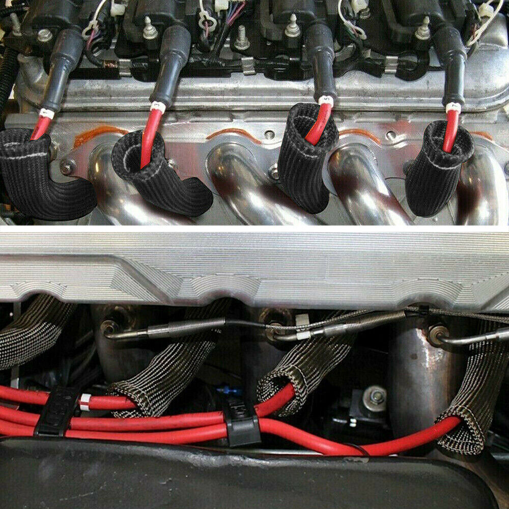 8PCS Spark Plug Heat Protector Insulating Fire Sleeve Spark Plug Wire Protector