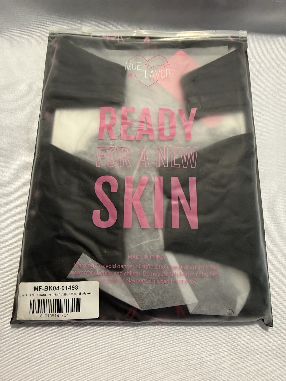 MOEFLAVOR Slice Mesh Body Suit Black Ninja Kunai Anime Lingerie L/XL - NWT