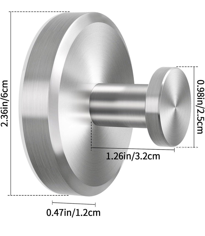 Suction Cup Hooks Brushed Nickel, 2 Pack