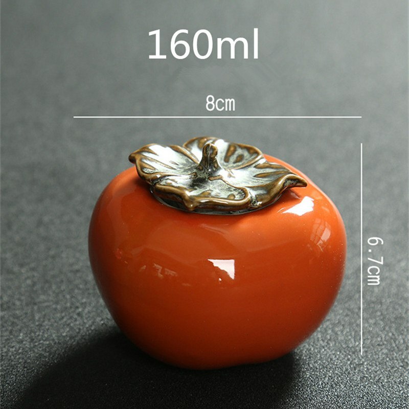 Ceramic Persimmon Tea Canister Coffee Box Caddy Storage Sealed Jar Cans Tea Set