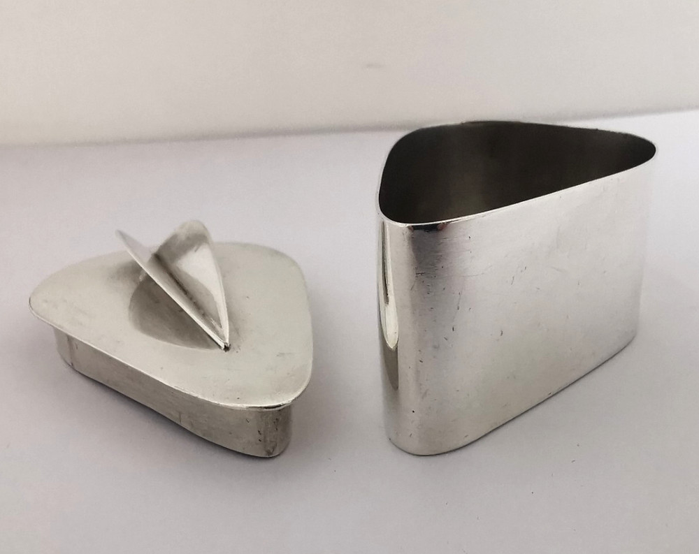 Unusual Modernist Solid Silver Box - London 1980