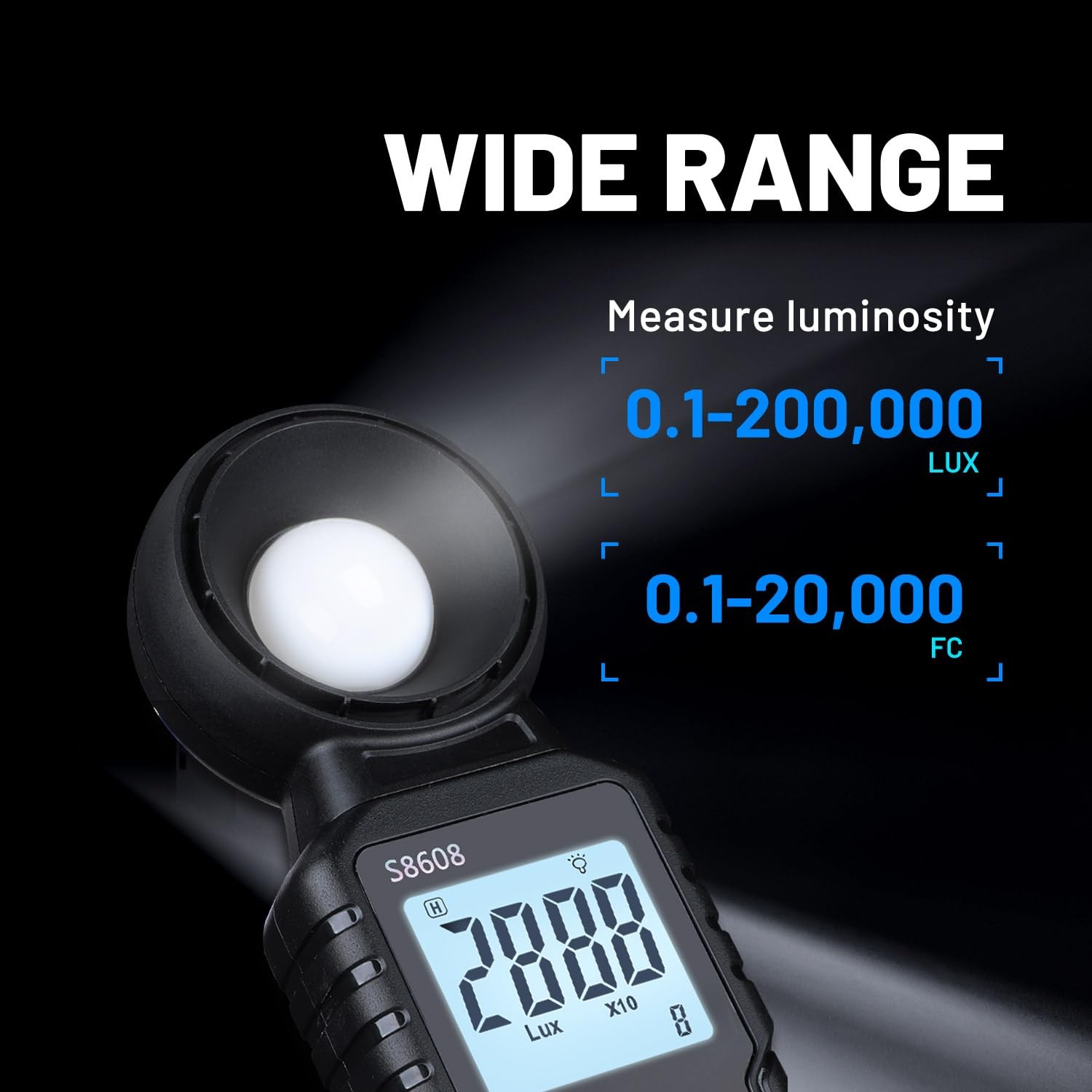 Digital Illuminance Light Meter: 200,000 Lux Photometer for Plants & Photography