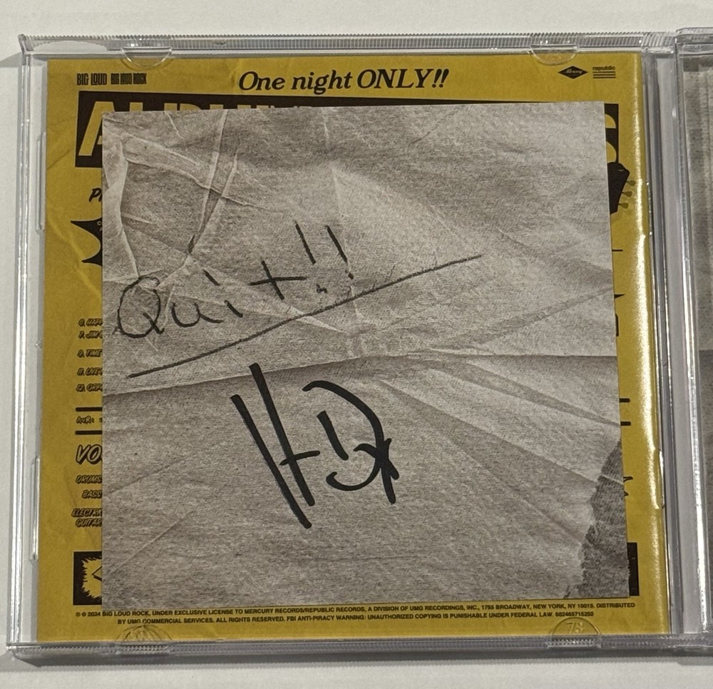 Hardy Autographed Quit!! CD Insert Art Card Signed Edition CD
