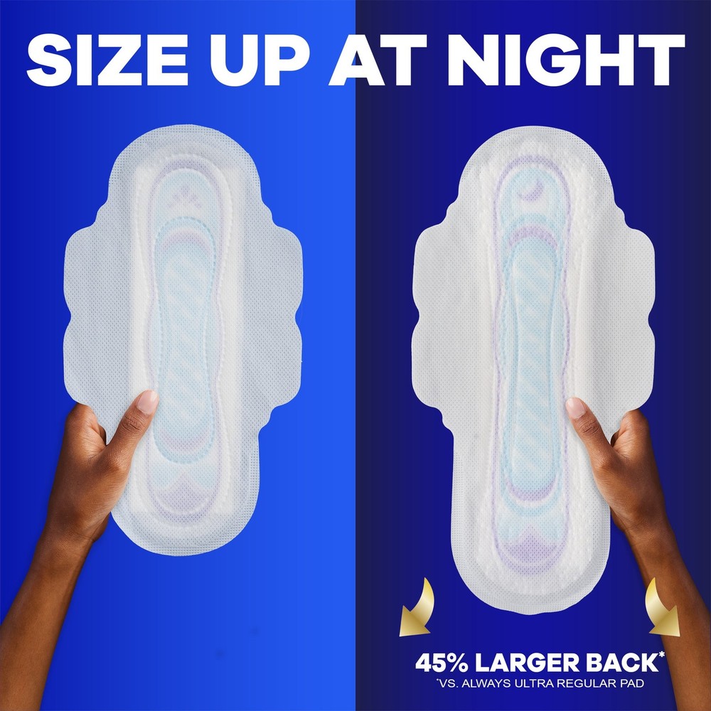 Always Ultra Thin Pads with Wings, Size 2, Long Super Absorbency, 58 Count