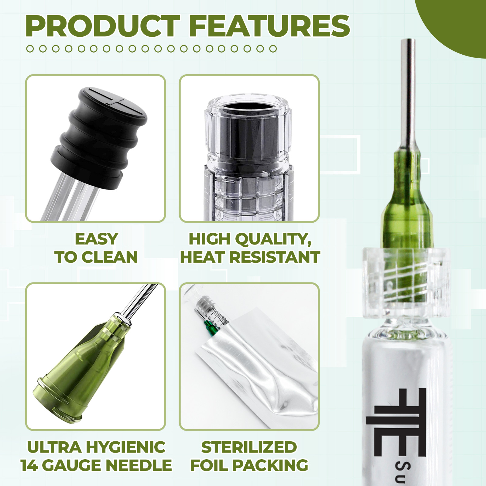 10 pack 1ml Luer Lock Syringe Shatter & Heat Resistant, Borosilicate Glass