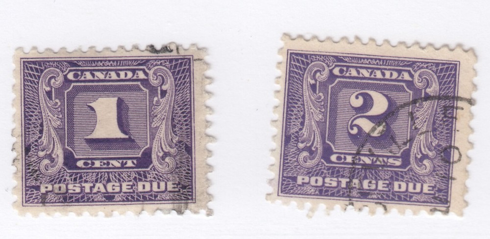 Canada: #J6 J7 1c 2c Second Postage Due issue (x2) Used
