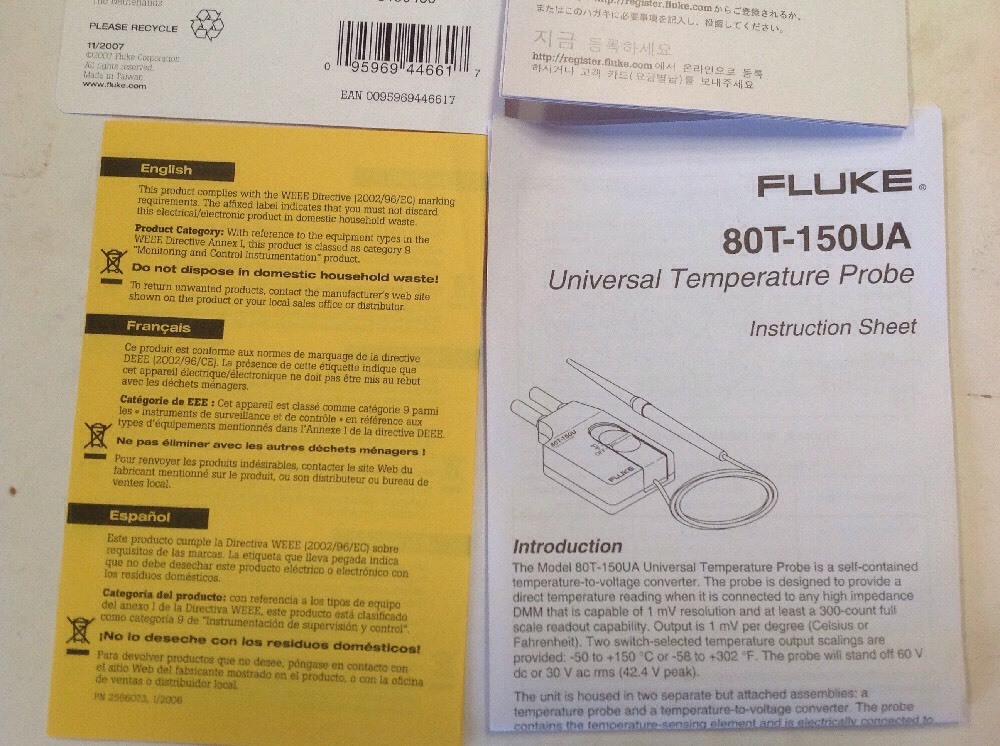 Fluke Temperature Probe 80T-150UA