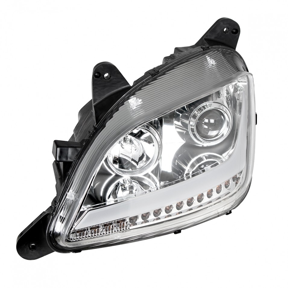 Headlight with LED Position and Signal for Peterbilt 579/587 - Chrome - Driver