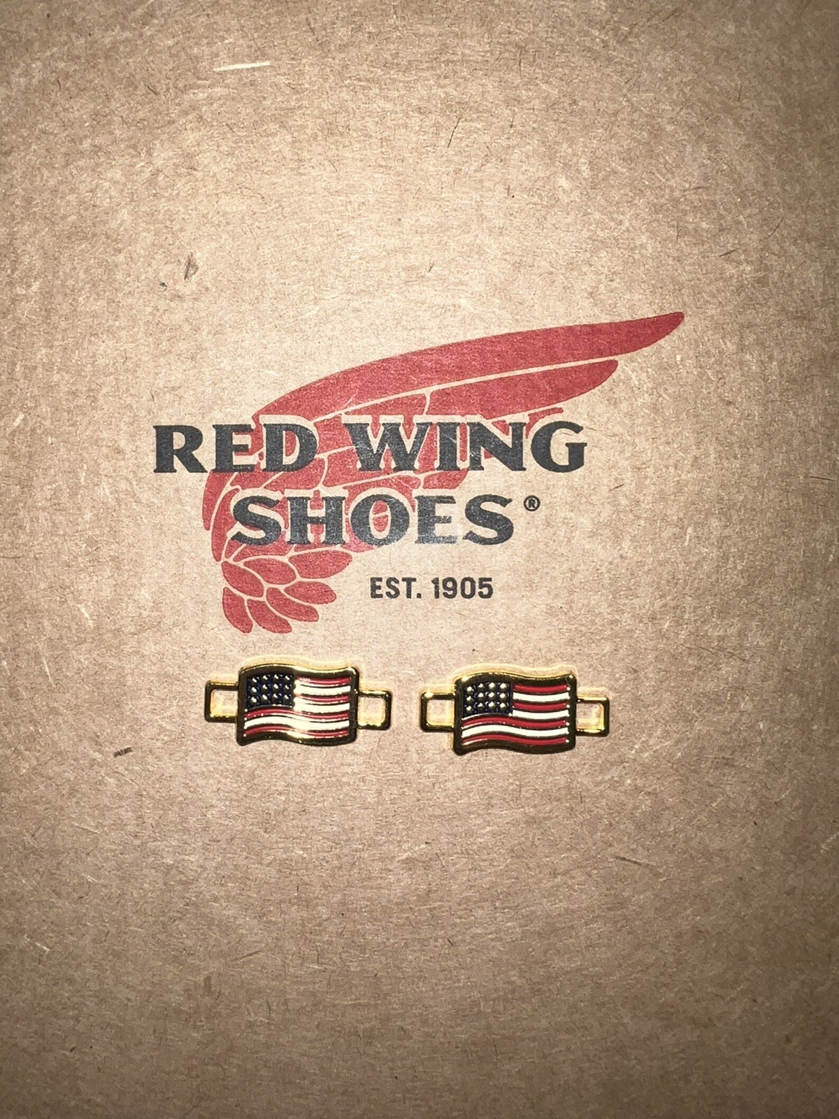 RED WING SHOES 18K GOLD AMERICAN FLAG BOOT LACE SHOE KEEPER CHARMS USA