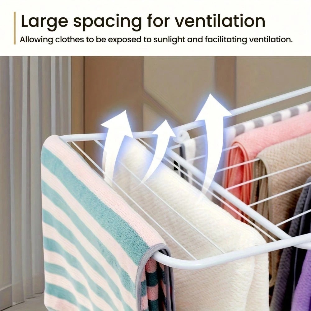 Foldable Clothes Drying Rack with Adjustable Wings Large Free-Standing