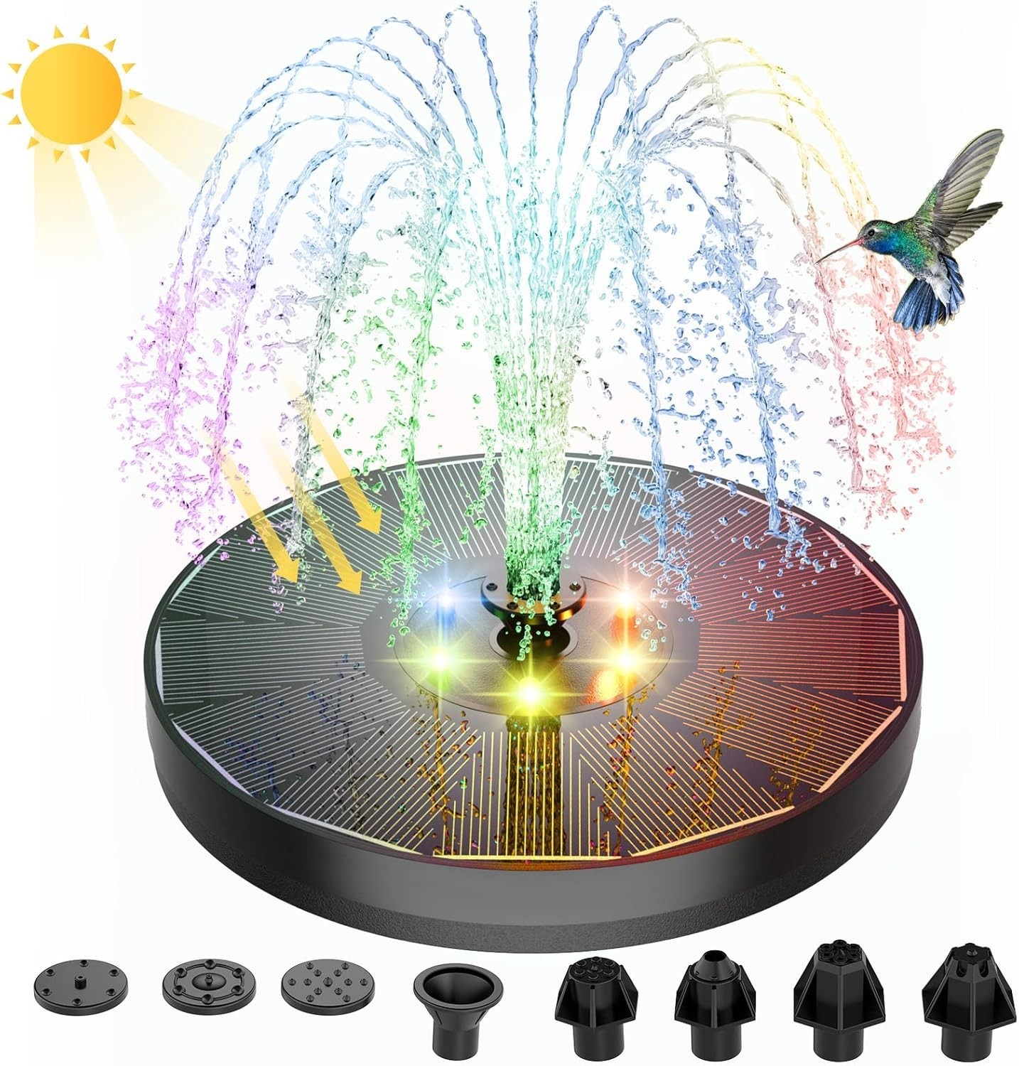 LED Solar Power Bird Bath Fountain Pump Upgrade 1.5W Solar Fountain Garden Decor