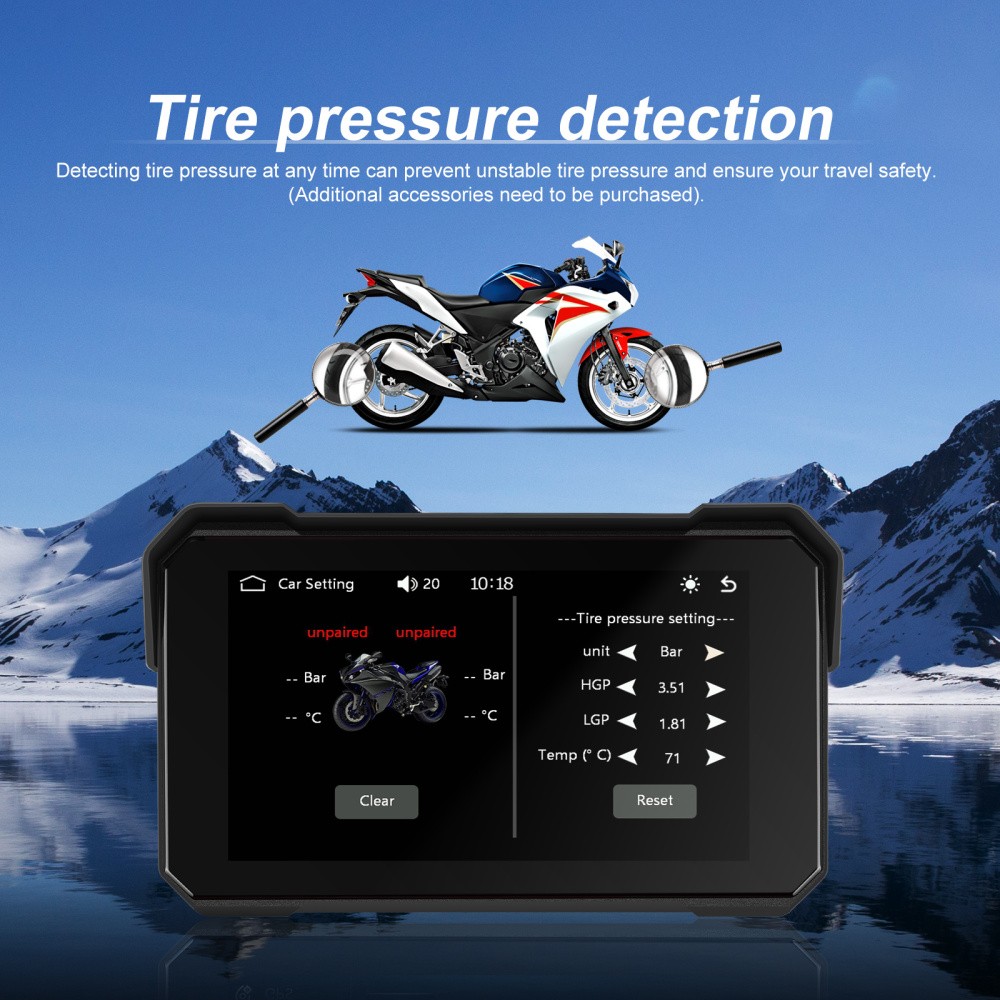 5" Wireless CarPlay Android Auto Portable Screen Waterproof Motorcycle Navigator