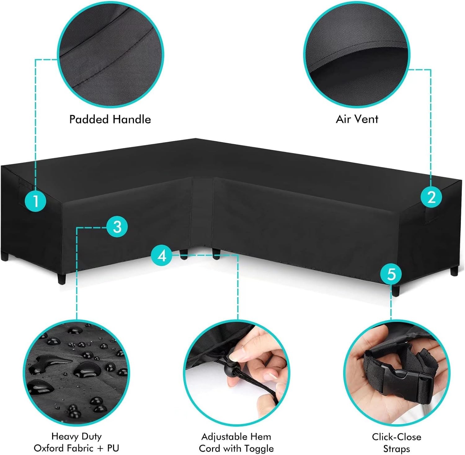 Patio L Shaped Sectional Sofa Cover Waterproof Heavy Duty Outdoor Sectional