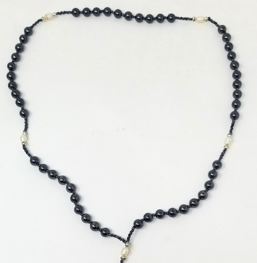 Vintage Black Hematite Bead Rosary