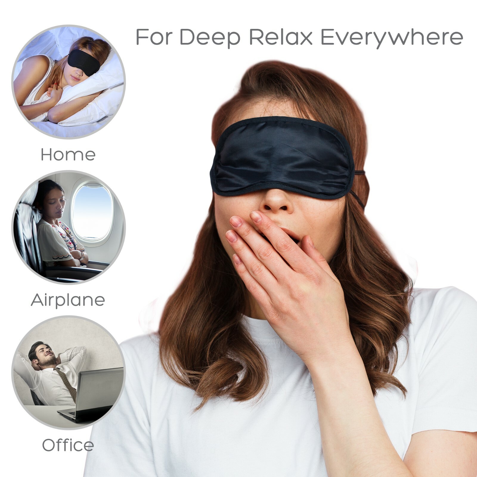 Natural Silk Sleep Mask - Organic Silk Eye Mask For Sleeping - Ultra Soft Black
