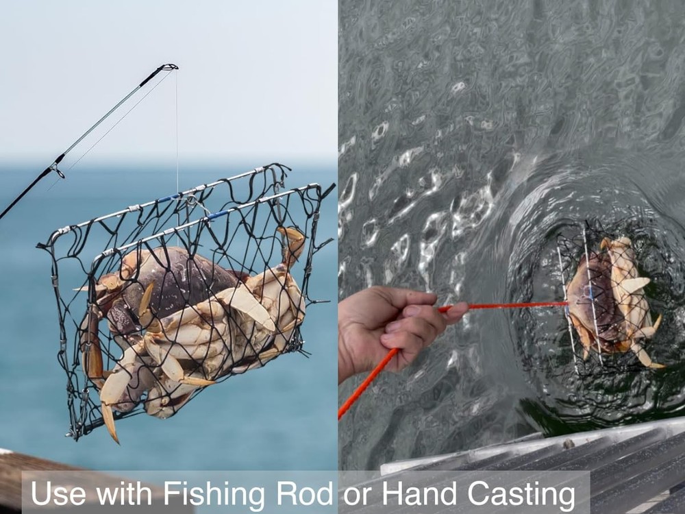 Foldable Crabjaw Trap with Clip - Redesigned Rectangle Castable Crab Hawk Pot...