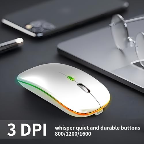 Bluetooth Keyboard & Mouse Combo for iPad - Rechargeable RGB Wireless Set White