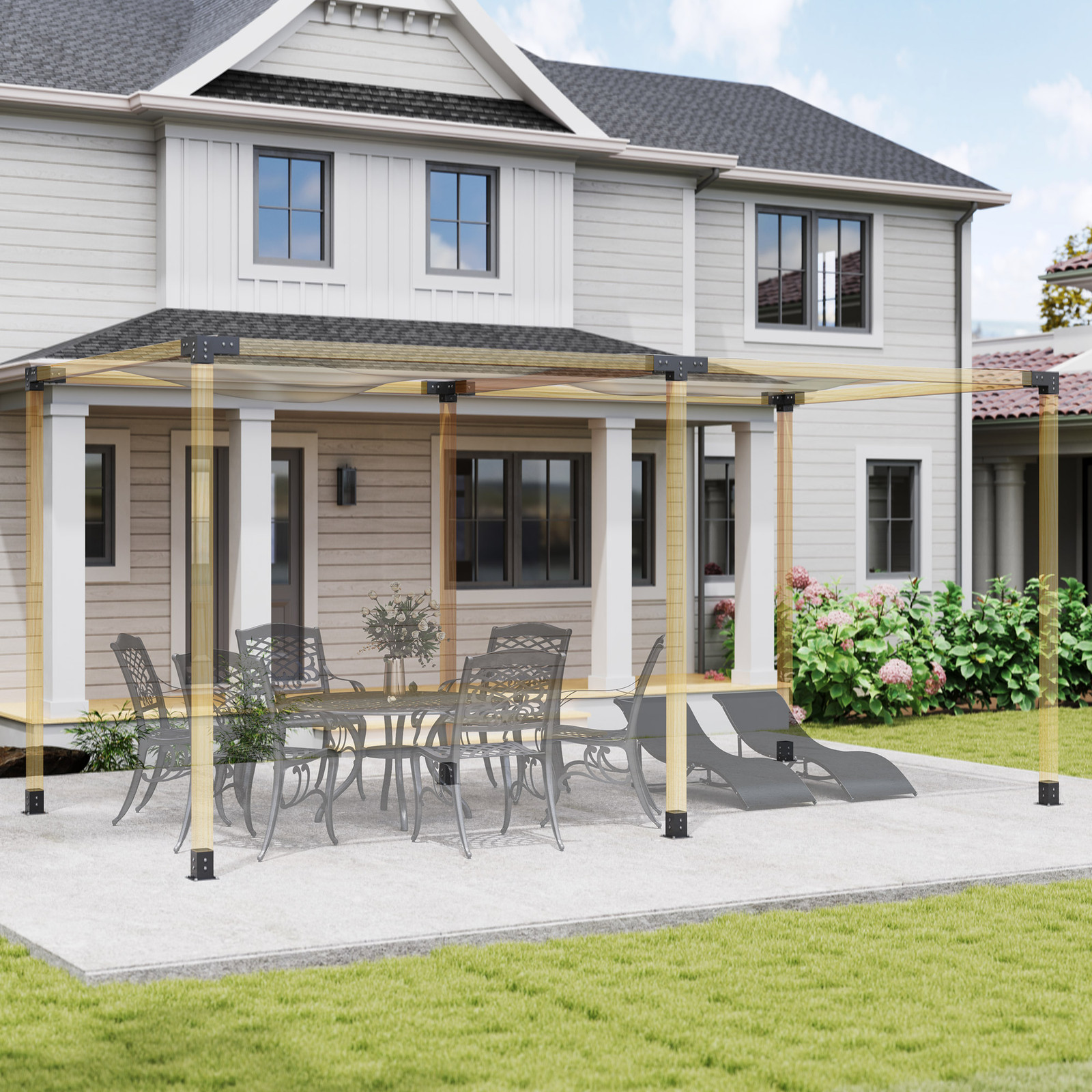 Outsunny 12PCS Pergola Kit Brackets for 4"x4" (Actual 3.6"x3.6") Lumber