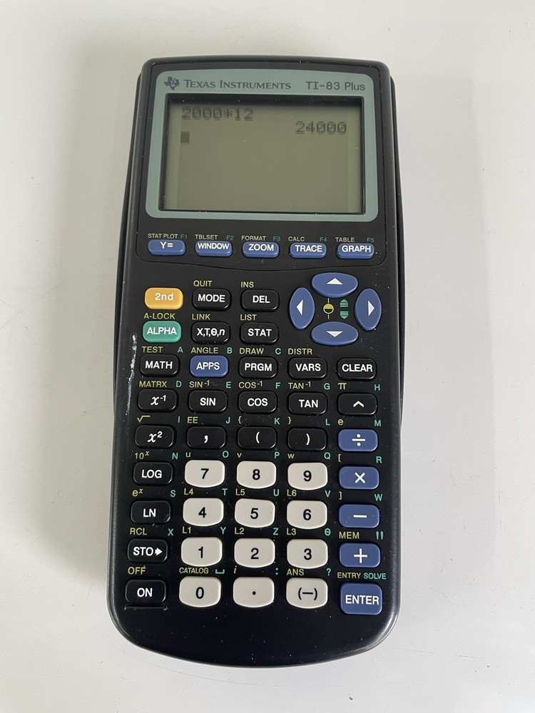 Texas Instruments TI-83 Plus Graphing Calculator with Cover - Tested & Working