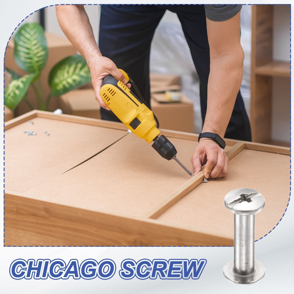 20set Phillips Chicago Screw M4x9mm Binding Post Screw, Silver