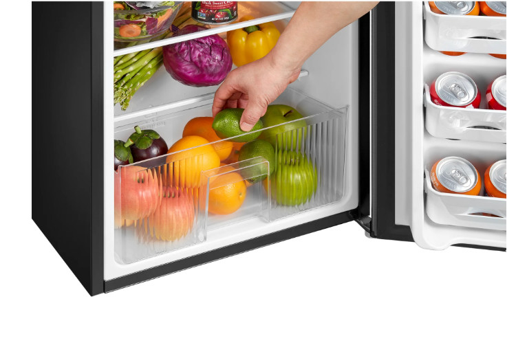 3.2 Cu ft Two Door Mini Fridge with Freezer, Stainless Steel, Energy Efficient