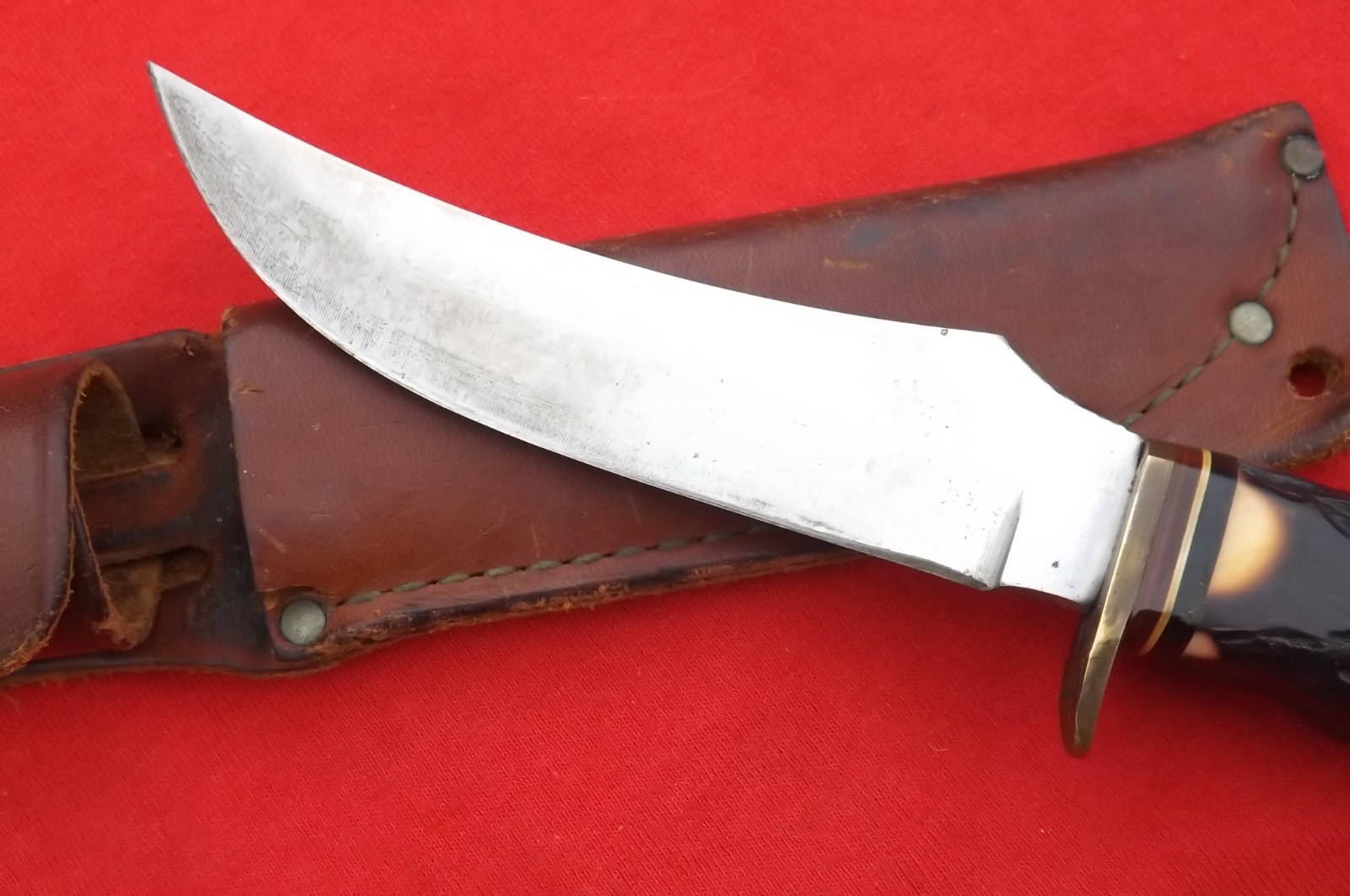 Vintage Schrade USA 498 49er Fixed Blade Knife N SHEATH CASE NICE USED SHAPE