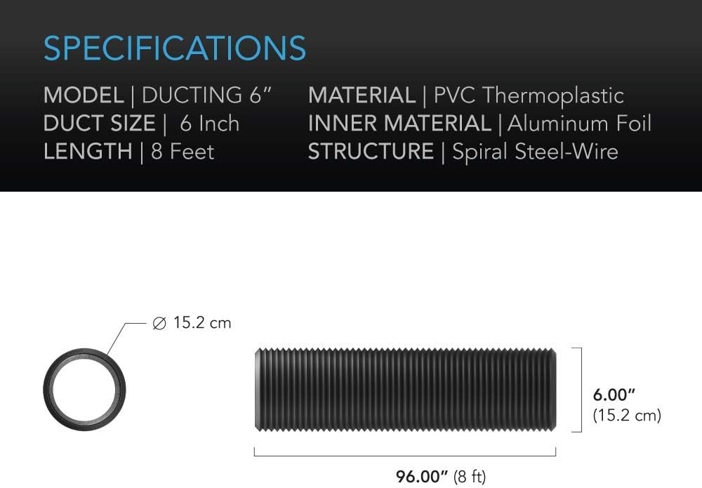 4-Layer Heavy-Duty 6-Inch Ducting with Clamps - Versatile Ventilation Solution