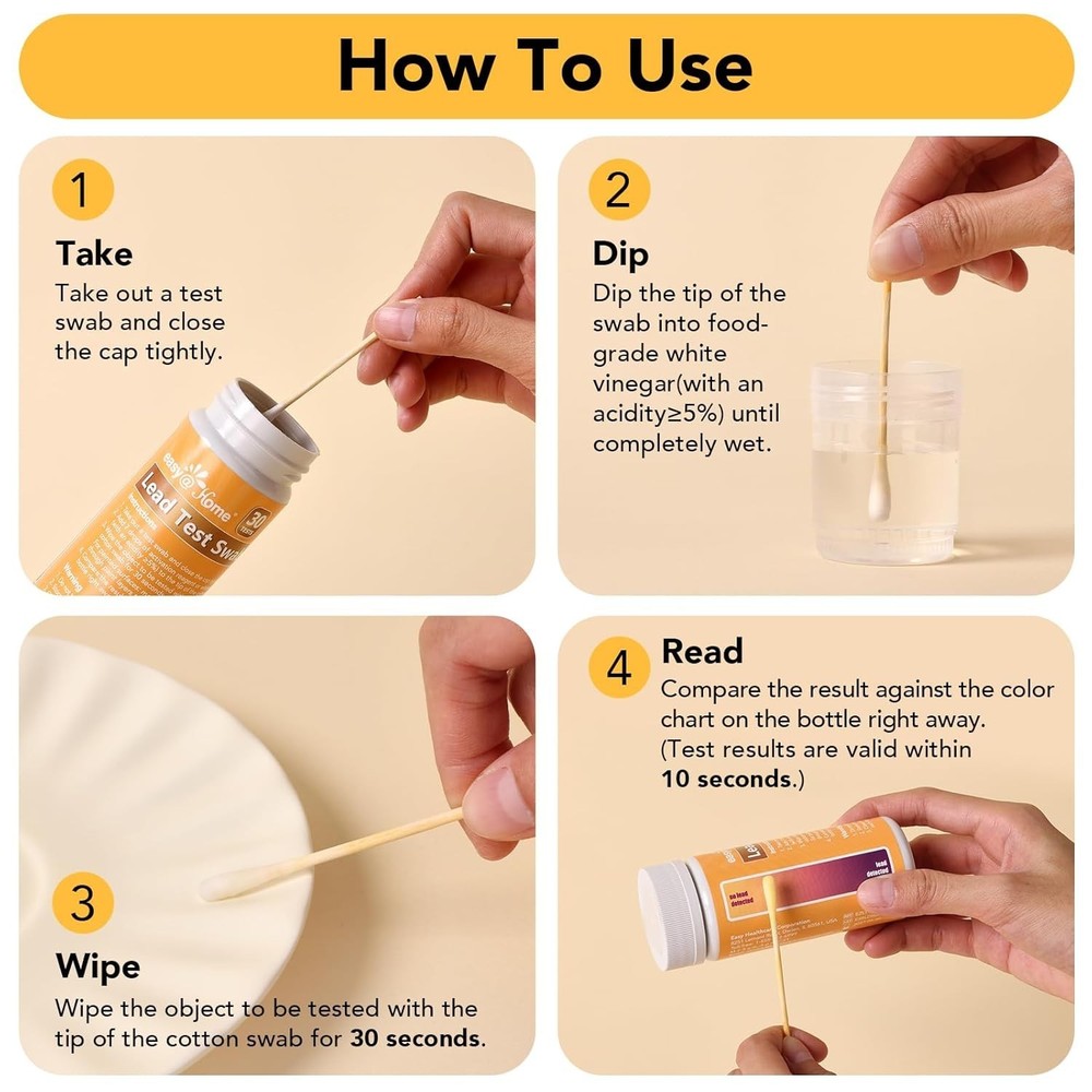 Lead Kit – 30 Rapid Lead Testing Swabs with 30-Second Colour-Change Results ...