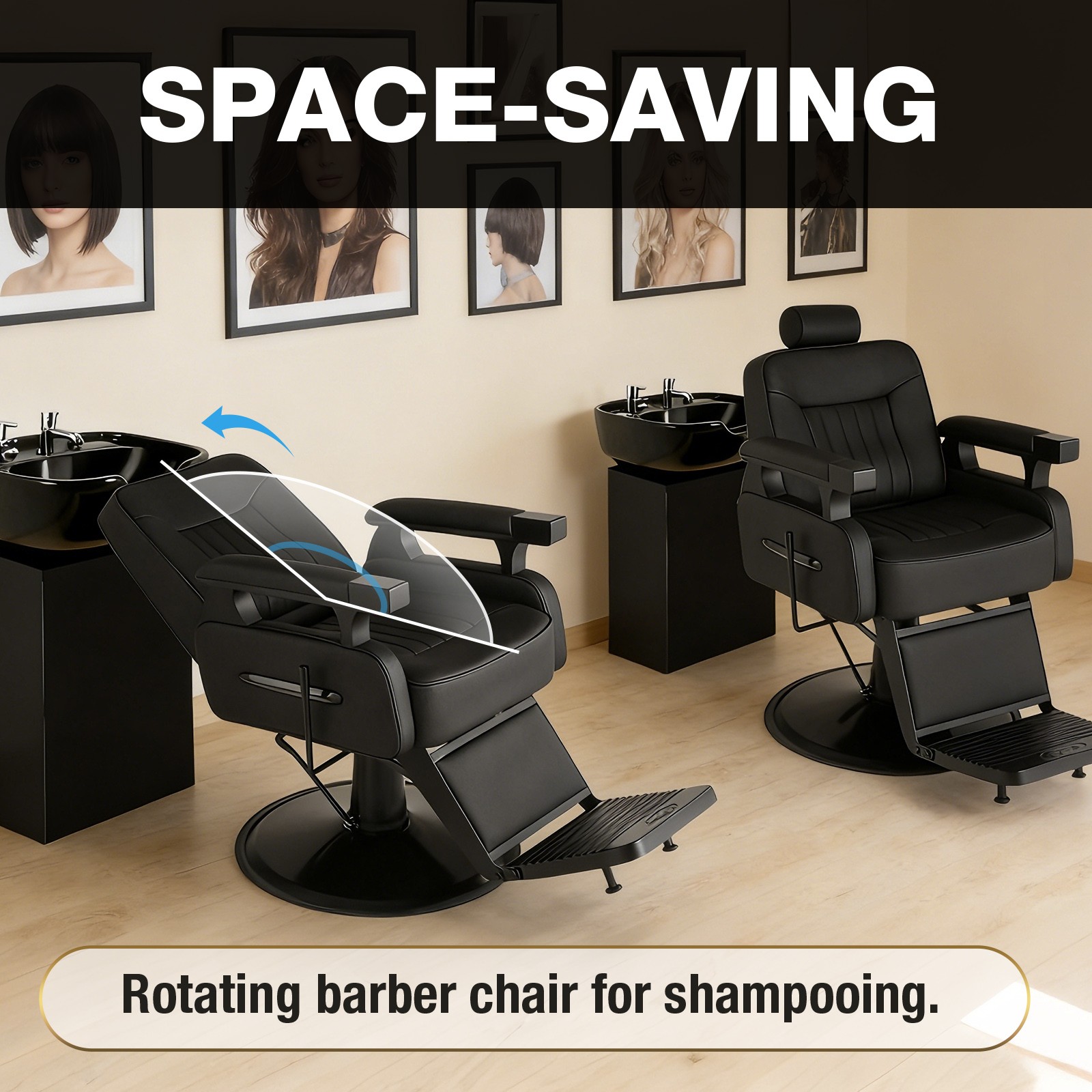 Vintage Black Recline All Purpose Barber Chair Hydraulic SalonSpa Beauty Stylist