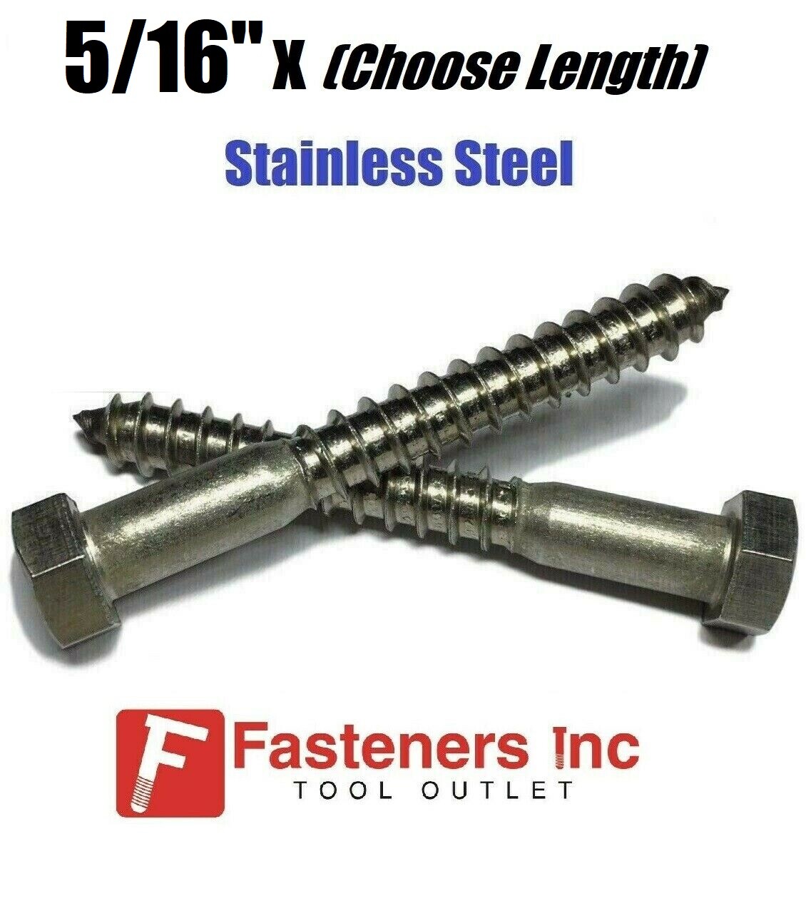 5/16" Stainless Steel Lag Screws Hex Head Lag Bolts - Select Length & Pkg Qty