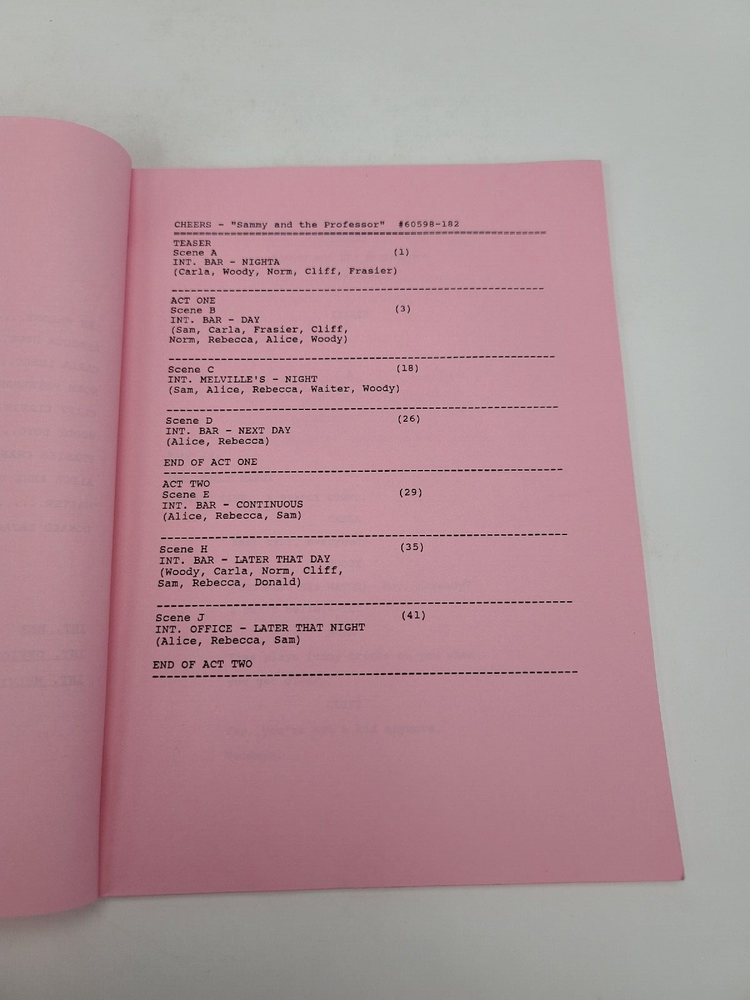 CHEERS / Brian Pollack 1989 TV Script, Stack Pierce "Sammy and the Professor"