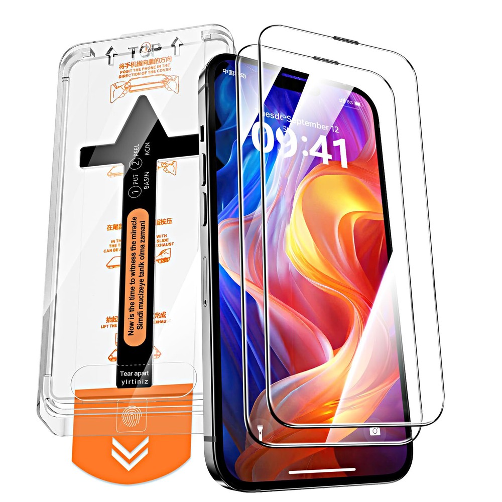 2-Pack For iPhone 17 16 15 14 13 12 Clear Screen Protector Auto-Alignment Kit
