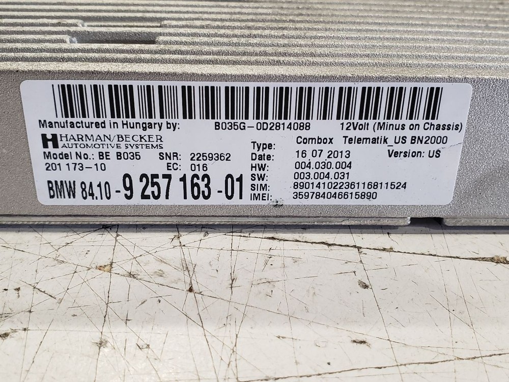 Bluetooth Telematics Control Module - 2013 BMW 135i E88 Conv Auto - OEM 9257163