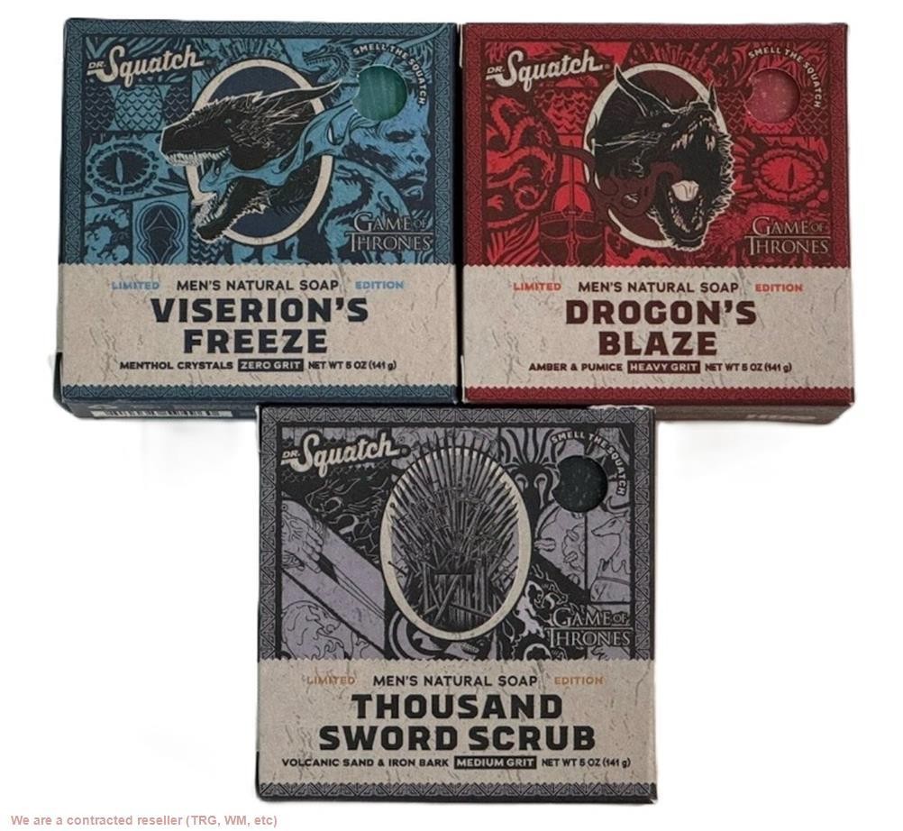 LOT OF 3!!! Dr. Squatch Bar Soap Game of Thrones Collection Limited Edition