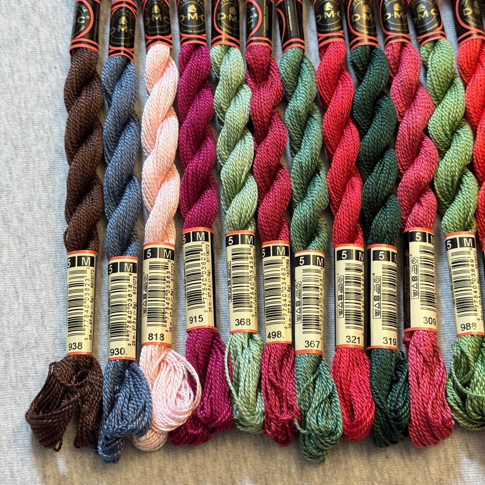 20 DMC Coton Perle Size 5 Thread 100% Cotton Assorted Colors No Repeats
