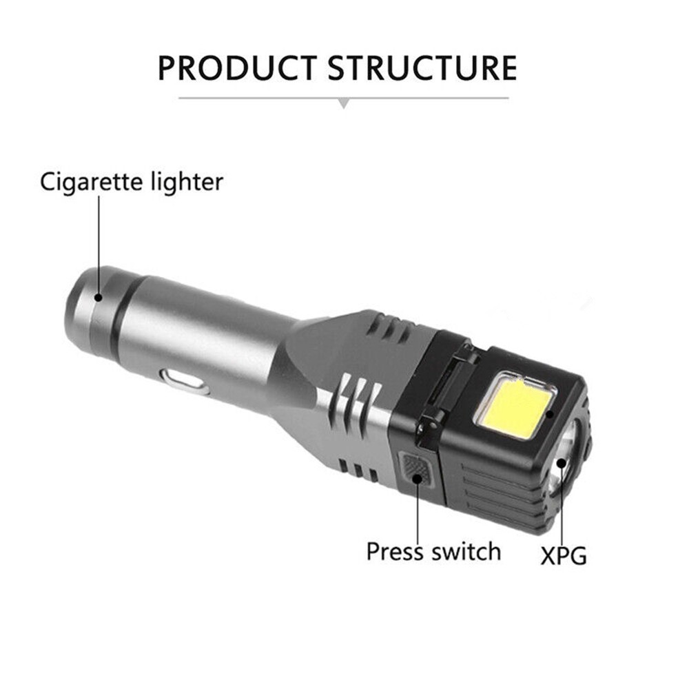 XPG LED Flashlight Chargeable Torch Car Cigarette Lighter Socket Light