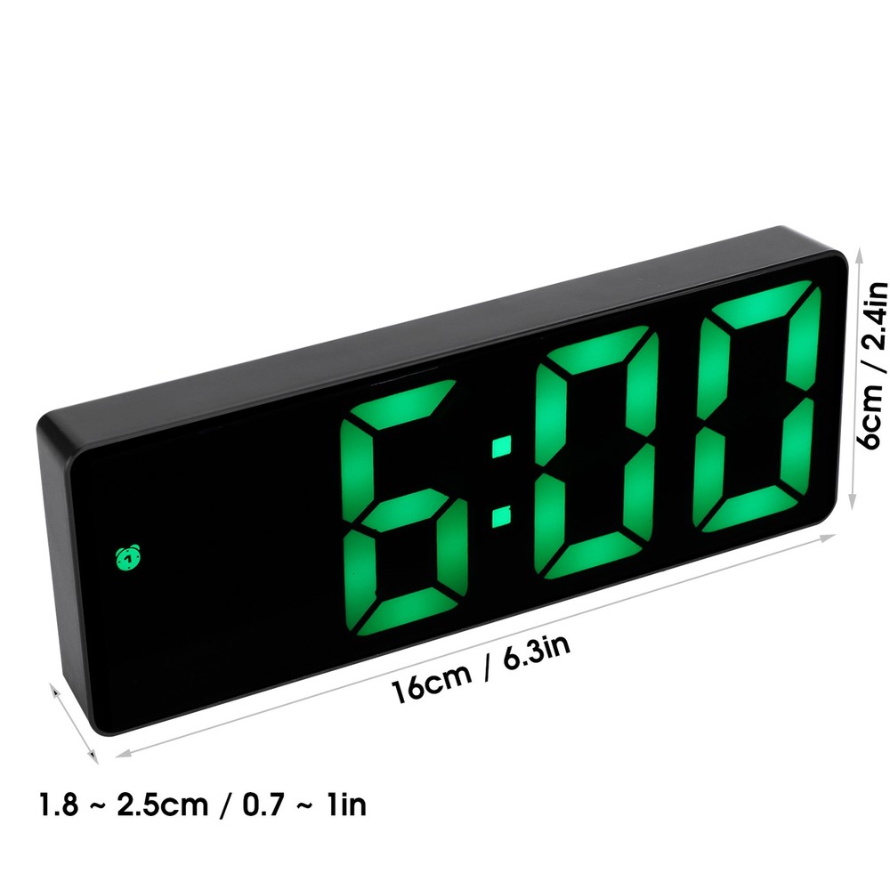 Electronic Clock LED Digital Mirror Alarm Clocks Battery PlugIn DualUse 0712