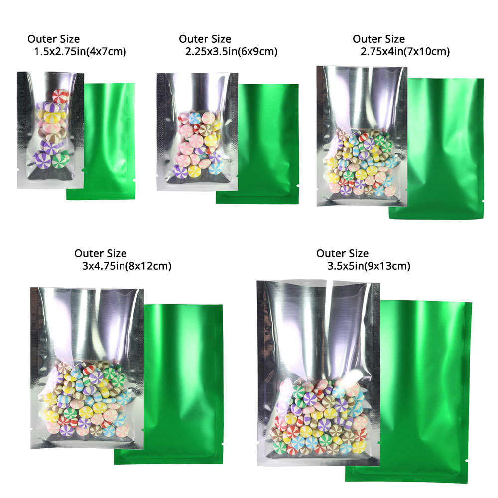 Multiple Colors & Sizes Shiny Clear Front Matte Back Open Top Pouch Bag M9