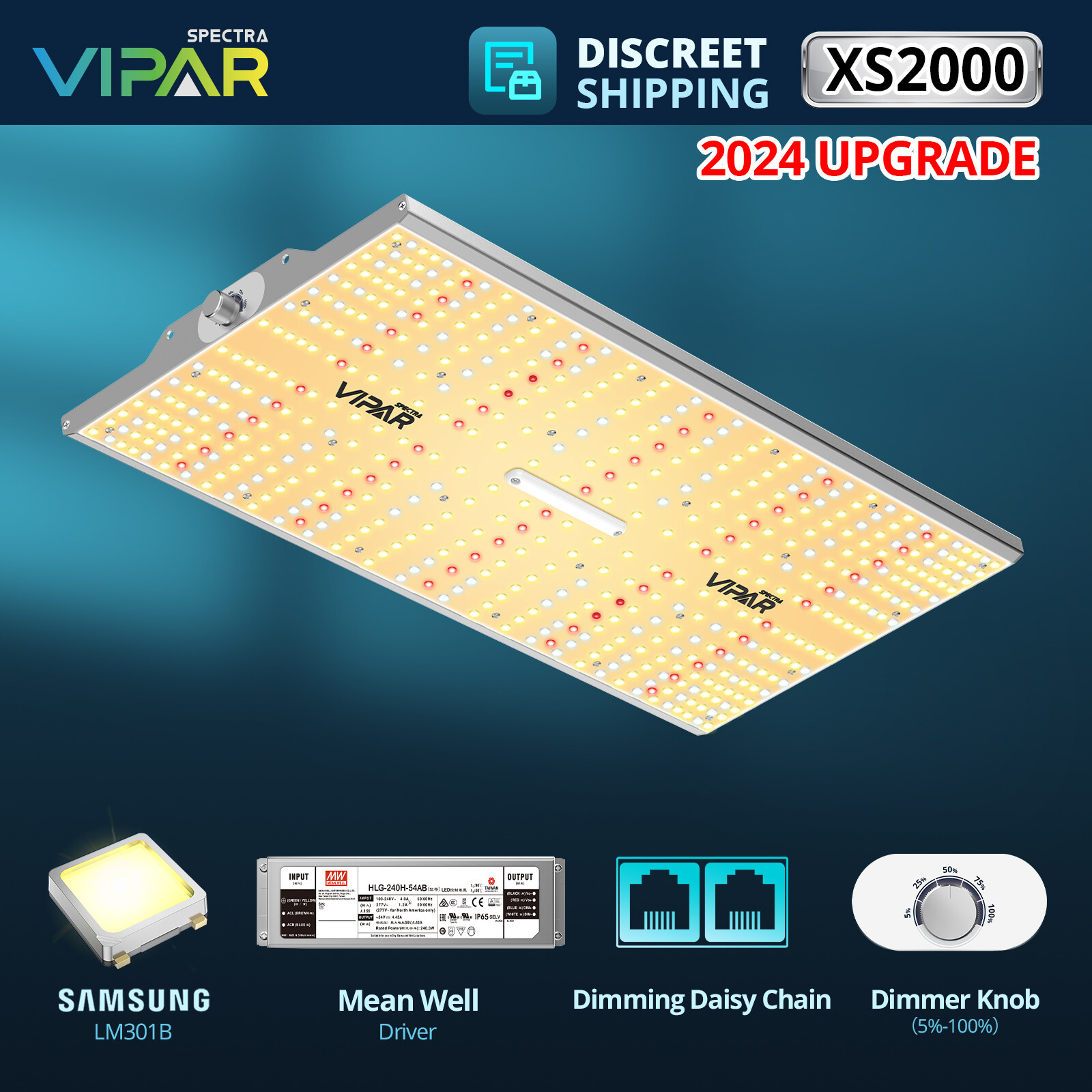 2025 VIPARSPECTRA XS2000 250W Led Grow Light Full Spectrum Indoor Grow Tent Veg