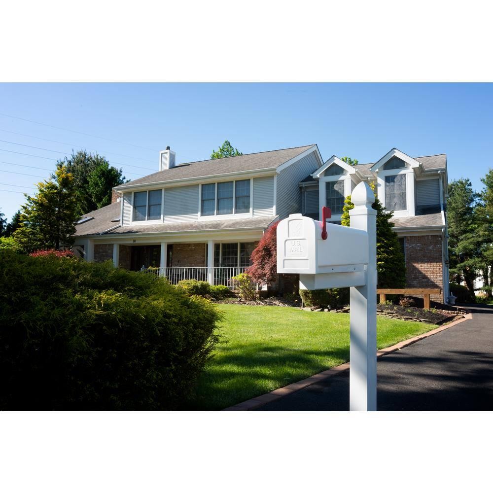 Architectural Mailboxes Parsons White, Medium, Plastic, Post Mount Mailbox