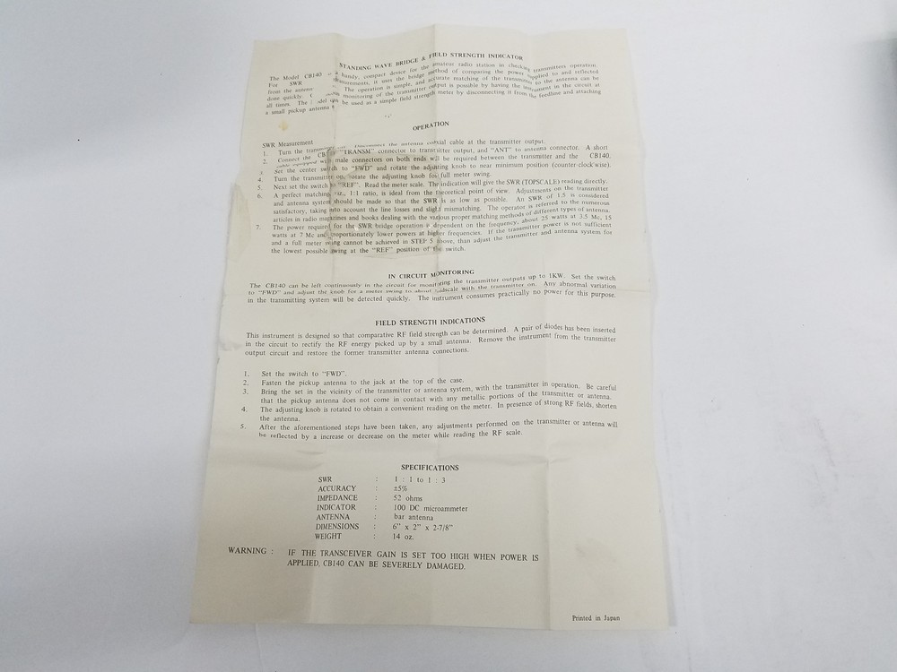 NUMARK SWR/FS Meter - MINTY CONDITION