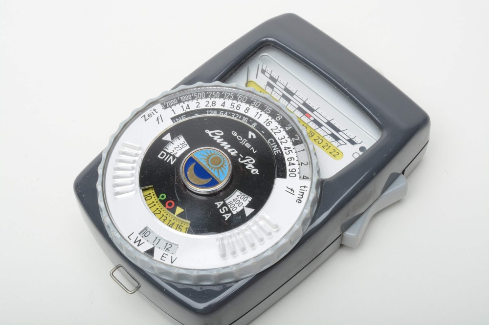 Gossen Luna-pro Incident Light Meter, Cases + Variable angle attachment