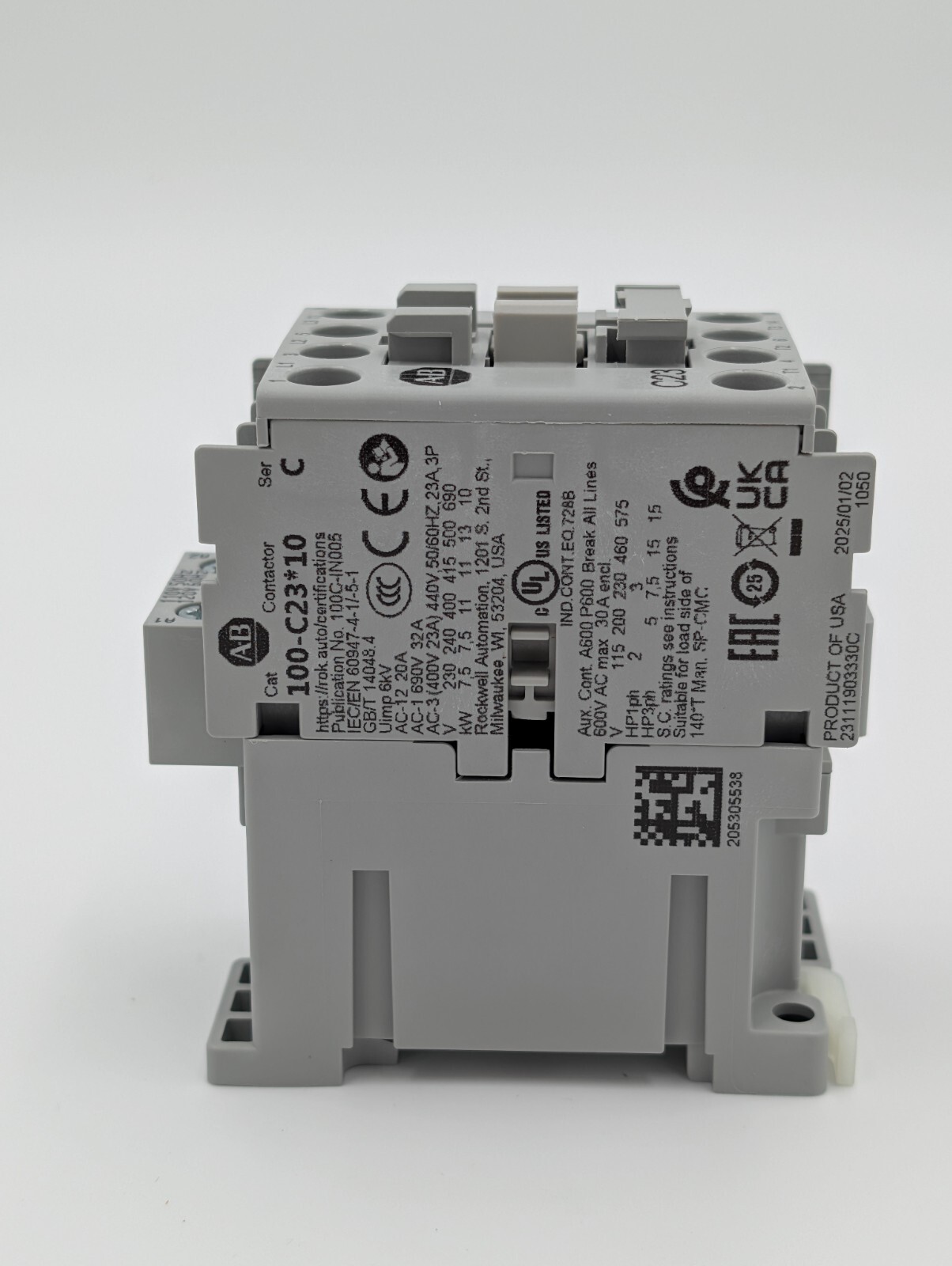 Allen-Bradley 100-C23D10 /C IEC Contactor, 110/120 VAC, 3-P, 23A New USA STOCK