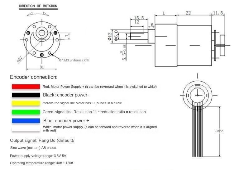 JGB37-520 DC12V/24V Encoder Motor Speed Measuring for Intelligent Trolley Robot