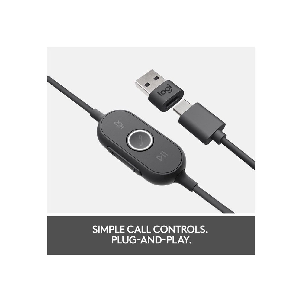 Logitech Zone Wired Headset, with advanced noise-canceling mic technology