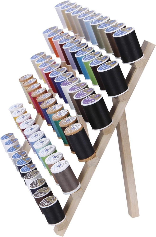 Collapsible Wooden Thread Rack - Free-Standing & Wall-Mounted 60 Spool Holder
