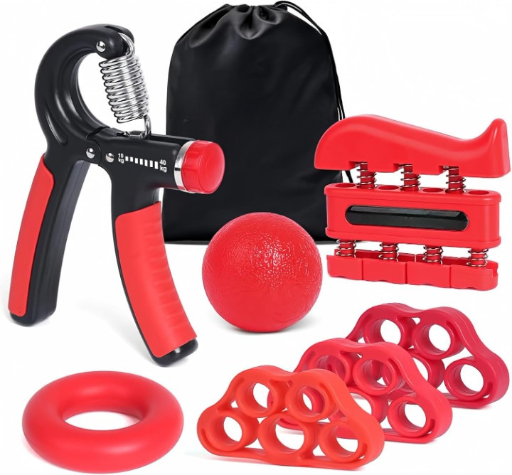 Grip Strength Trainer Kit 7PCS Adjustable Hand Gripper Finger Exerciser Set