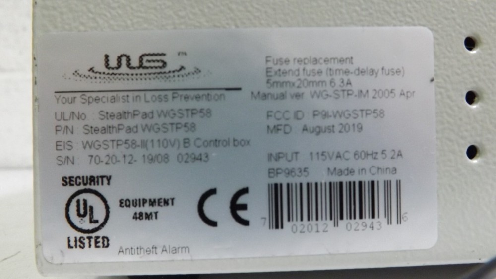 WG Loss Prevention Control Box System WGFP58